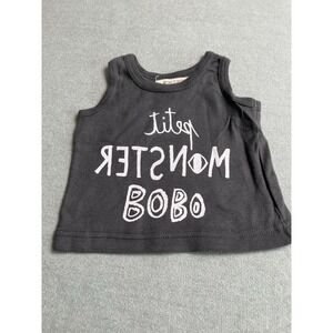 Bobo Choses Kids Unisex Tank Top Gray  Petit Monsters Size 3-6M